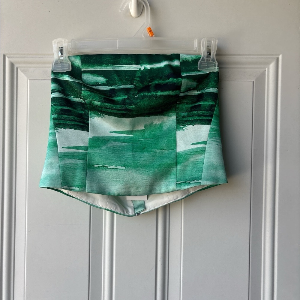 Kookai Green Watercolor Skort